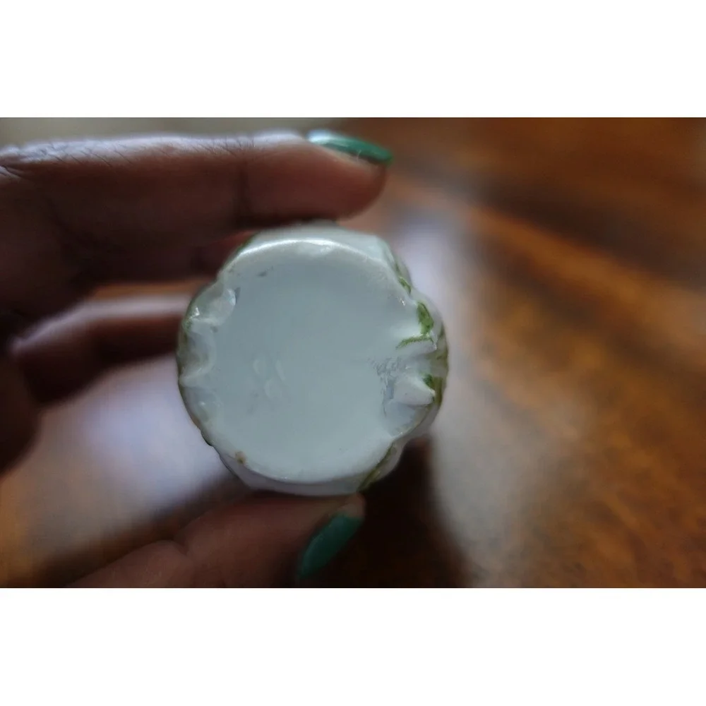 Vintage Miniature Porcelain Demitasse Cup White Gold Shamrock Clover Collectible